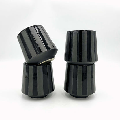 Black Striped Cup Set