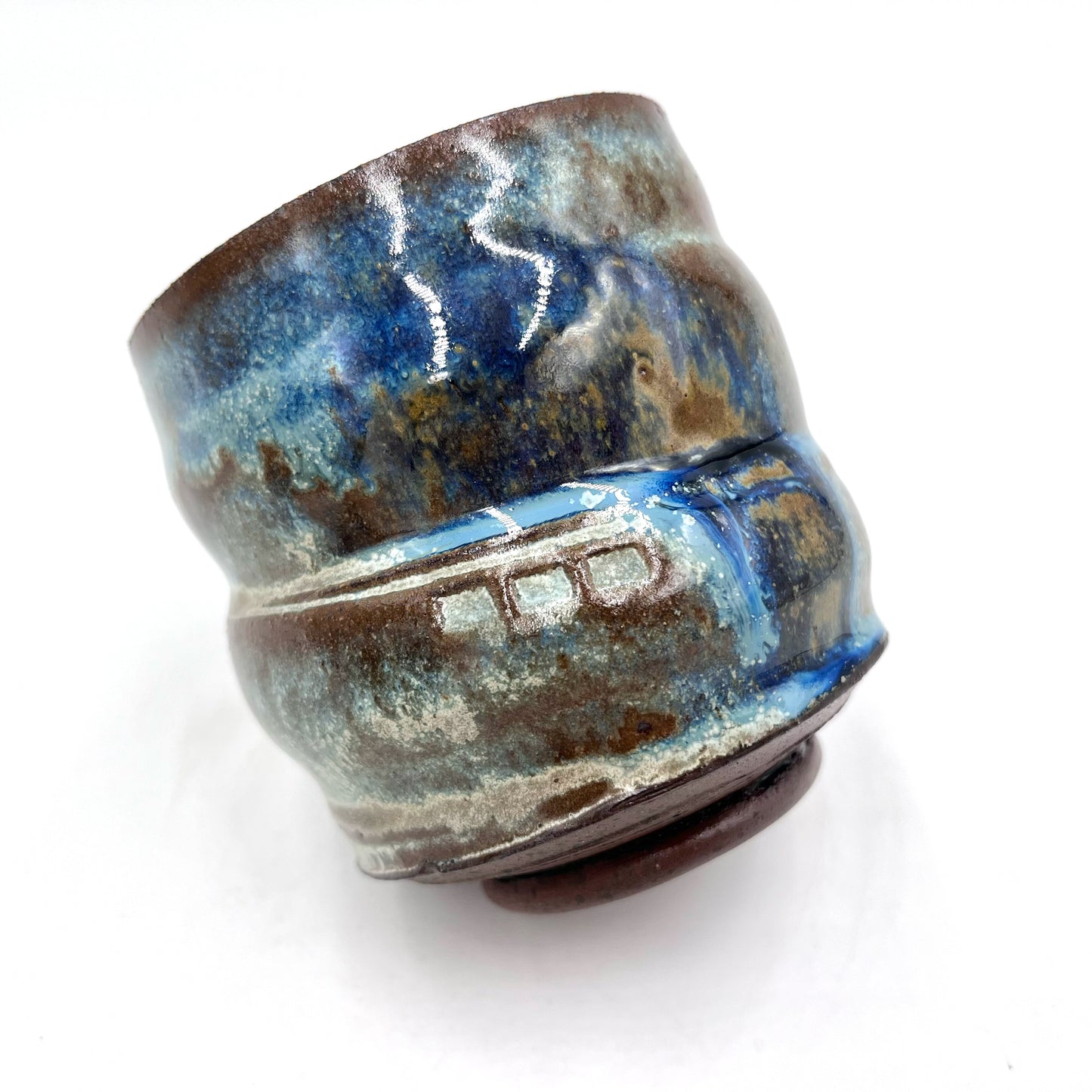 Sandy Brown and Blue Cup