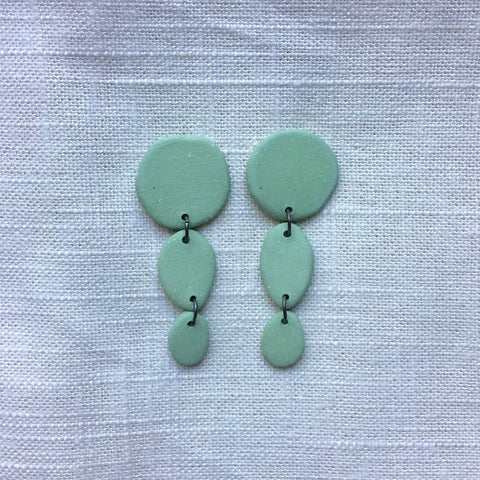Earrings - Green Dangly Studs
